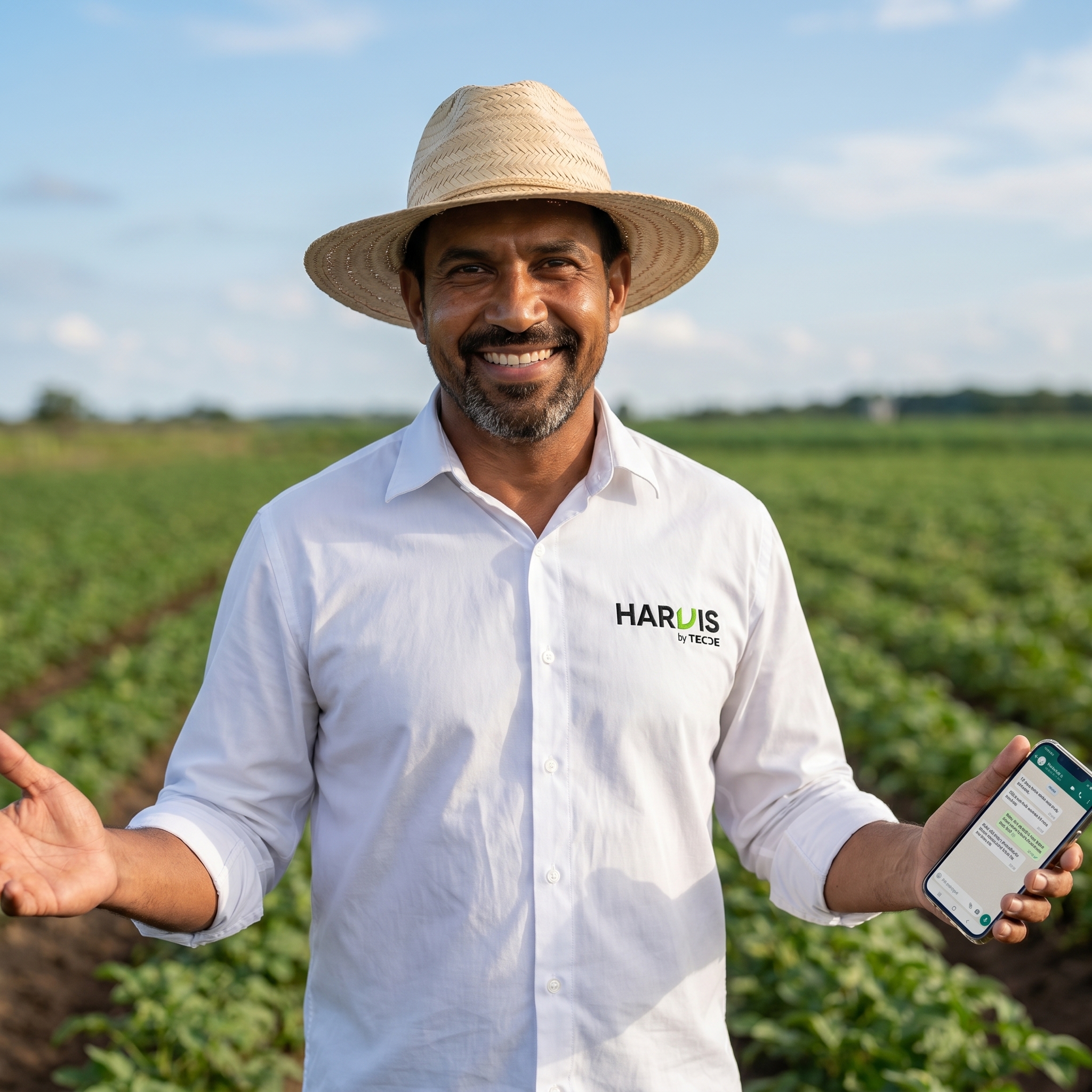 Harvis by Tecde · asesor en campo con WhatsApp